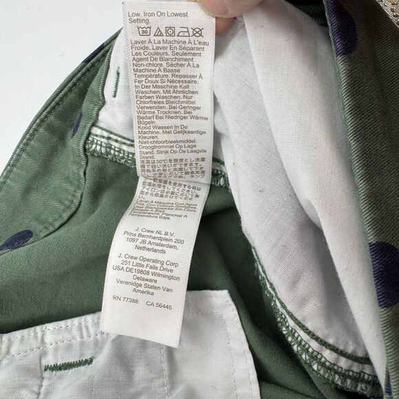 J Crew High Rise Girlfriend Chino Pants 24 Green Navy Polka Dot Preppy - Picture 10 of 12